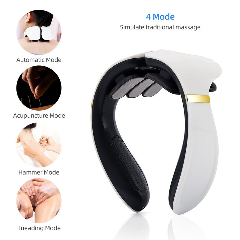 USB Rechargeable 6 Heads Electric Pulse Heating Neck Massager