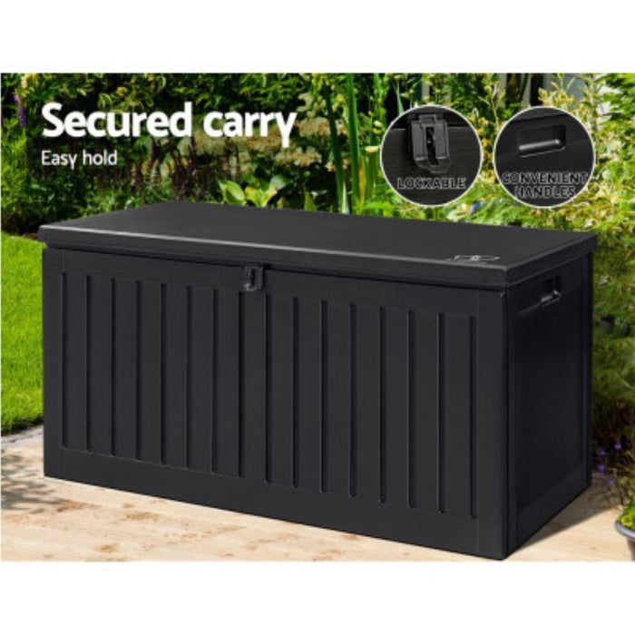 Outdoor 270L Lockable Weatherproof Garden Tools Storage Box Bench Black
