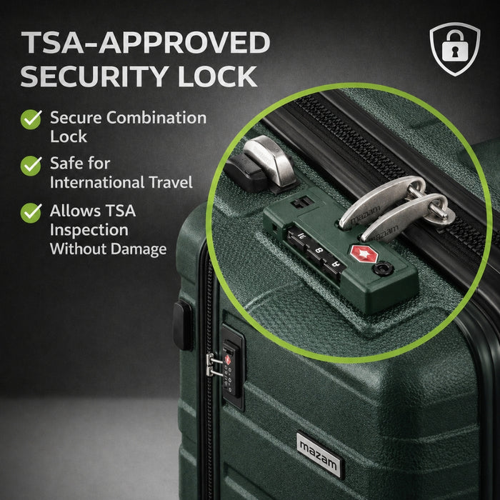 3pcs Hard Case TSA Lock Luggage Set - Green