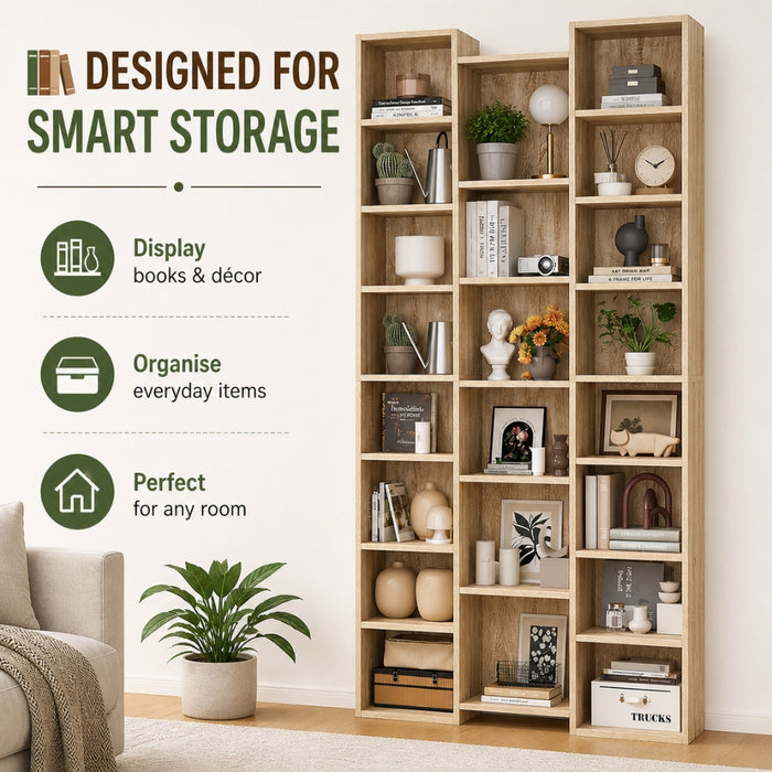 Display Shelf Media Storage Bookshelf - Natural