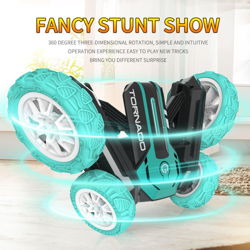 2.4GHz Remote Control Alloy Double Sided Tumbling Rotating Kids Electric Stunt Car Toy - USB Rechargeable