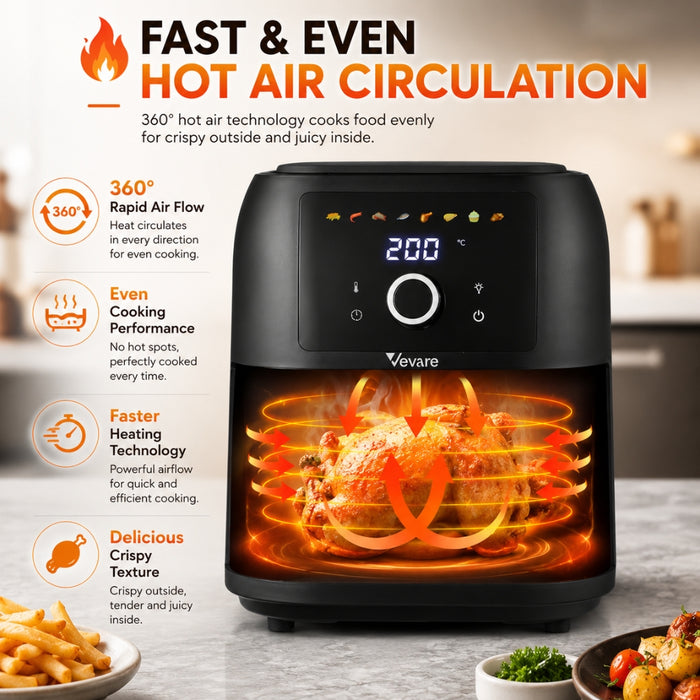 8L 1700W Digital Touch Air Fryer Oven Oil-Free Cooker
