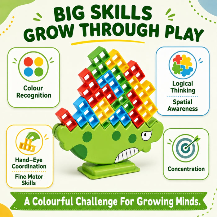 Dino Balance Building Block Stacking Tower Game