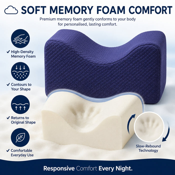 Memory Foam Side Sleeper Wedge Knee Pillow with Removable Cover
