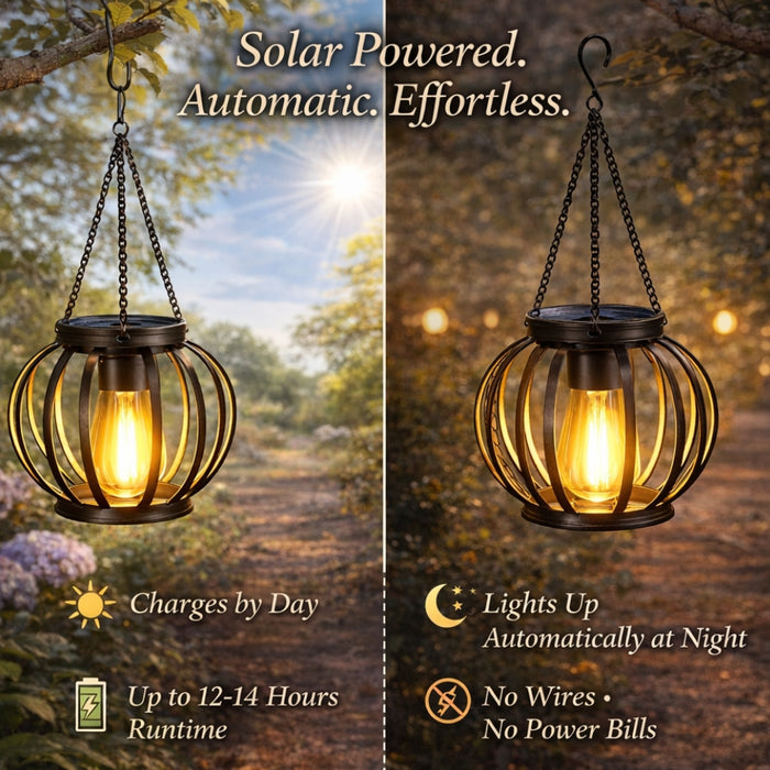 Outdoor Waterproof Retro Iron Art Solar Lantern