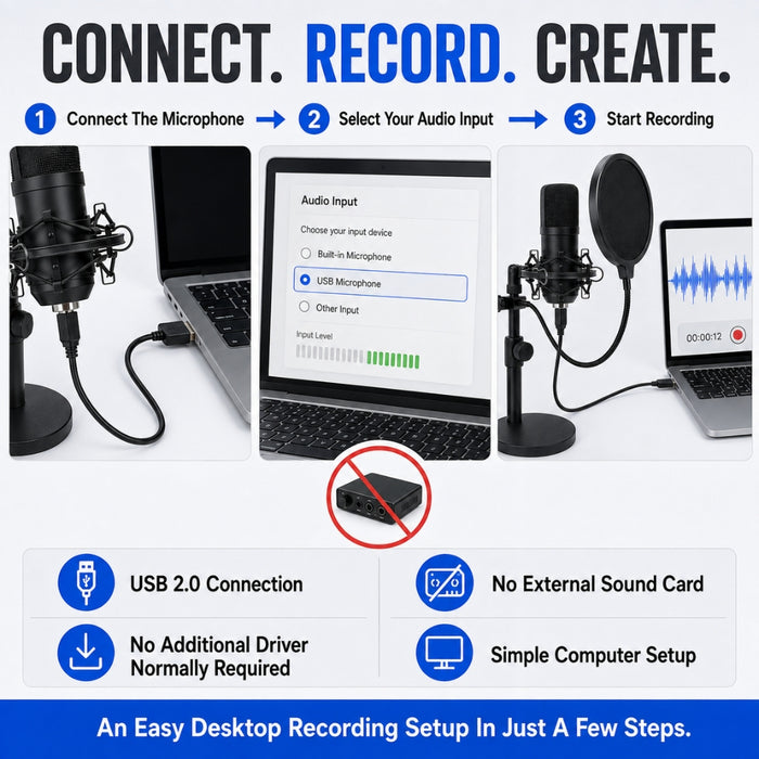 USB Condenser Microphone Set with Stand
