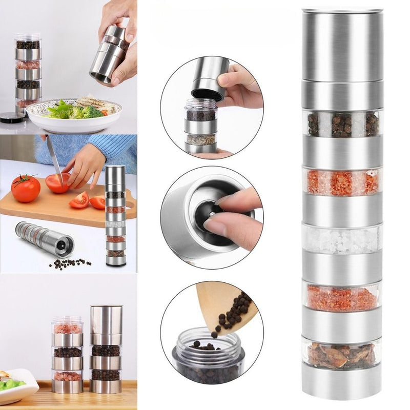 4 Levels Outdoor Spice Jar Container and Manual Grinder