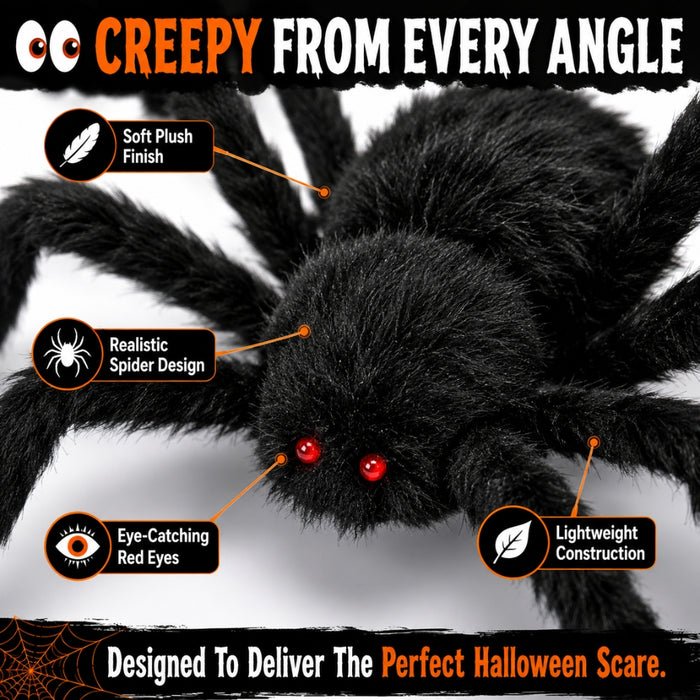 Plush Halloween Spider Decoration in Various Sizes