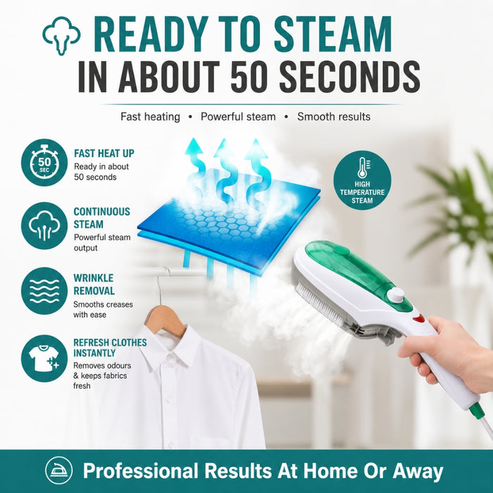 Handheld Garment Steamer Brush Portable Clothes Steam Iron (Green)