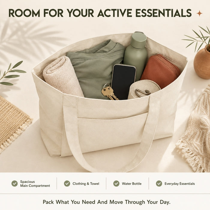 Natural Canvas Yoga Mat Tote Bag