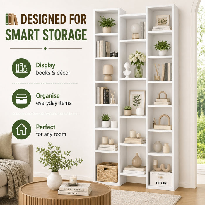 Display Shelf Media Storage Bookshelf - White