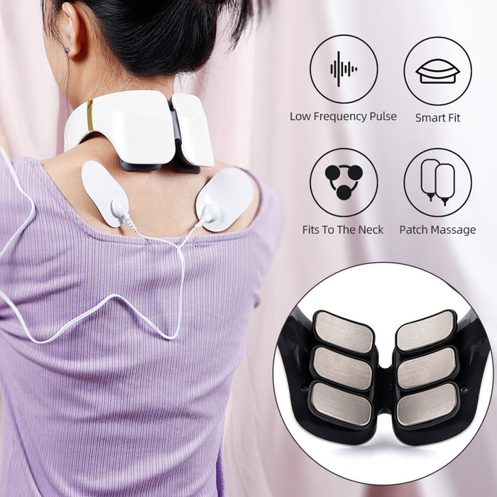 USB Rechargeable 6 Heads Electric Pulse Heating Neck Massager
