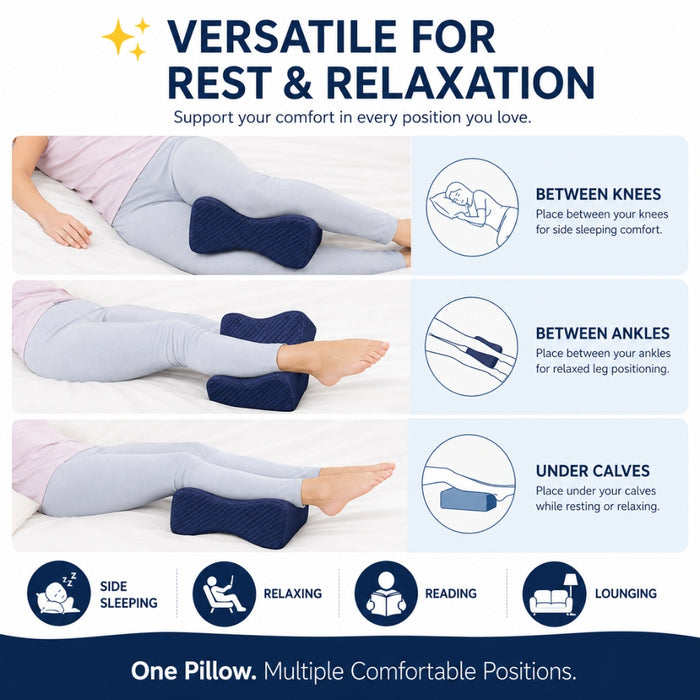 Memory Foam Side Sleeper Wedge Knee Pillow with Removable Cover