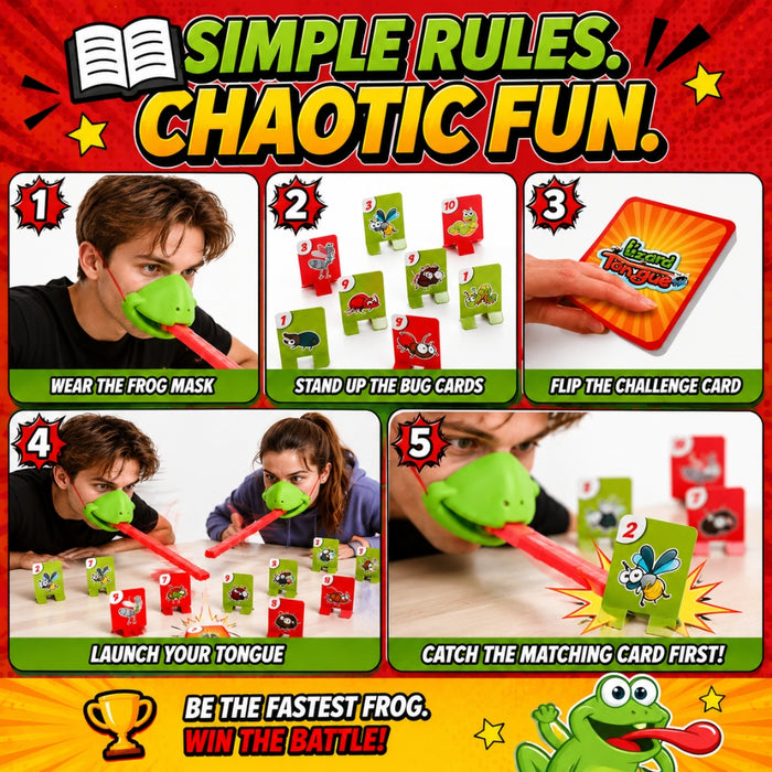 Frog Lizard Mask Wagging Tongue Card Party Game