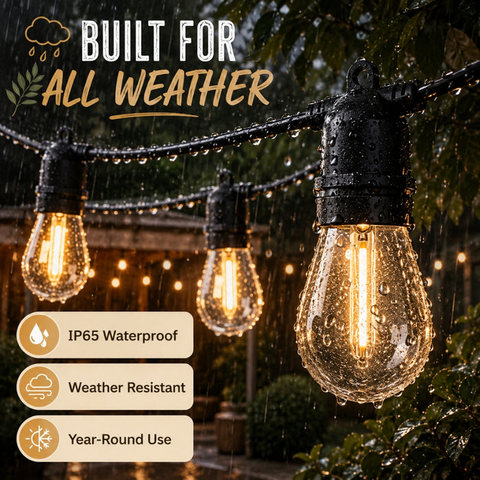 30M Outdoor Solar LED Festoon String Lights