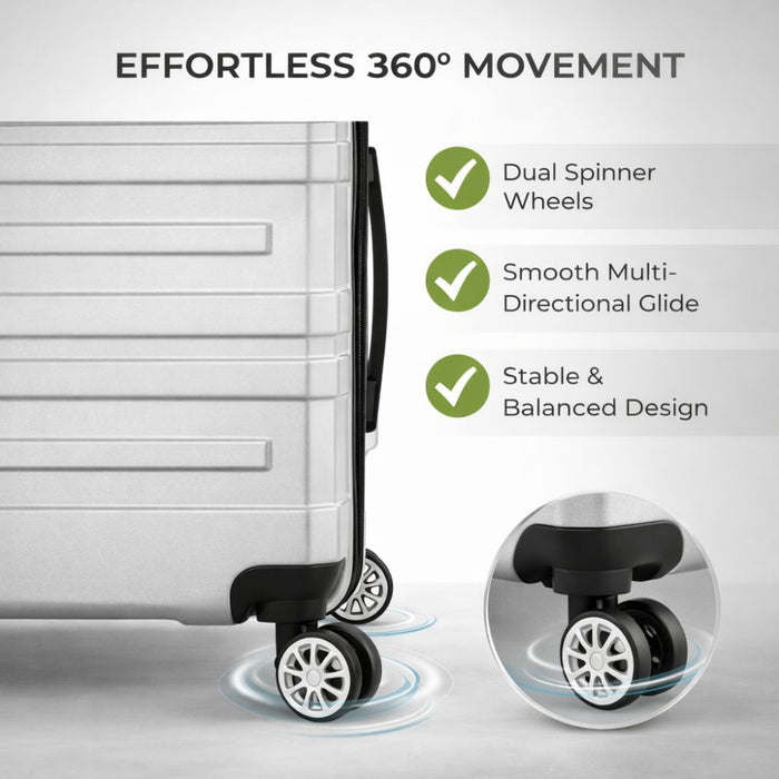 28 inch Luggage Set TSA Lock Hard Case Silver