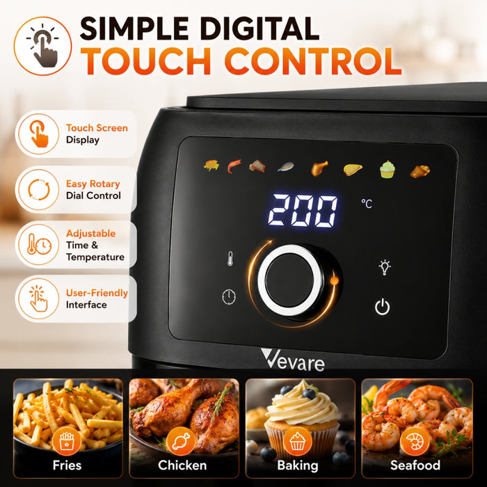 8L 1700W Digital Touch Air Fryer Oven Oil-Free Cooker