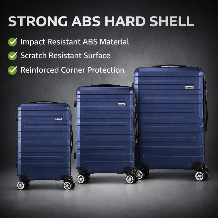 3pcs Hard Case TSA Lock Luggage Set - Navy