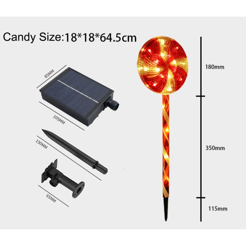 Solar Powered Candy Cane Lollipop Christmas Stake Lights