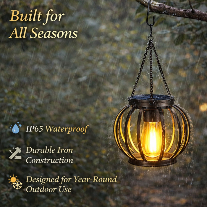 Outdoor Waterproof Retro Iron Art Solar Lantern