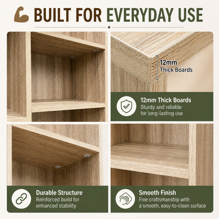 Display Shelf Media Storage Bookshelf - Natural