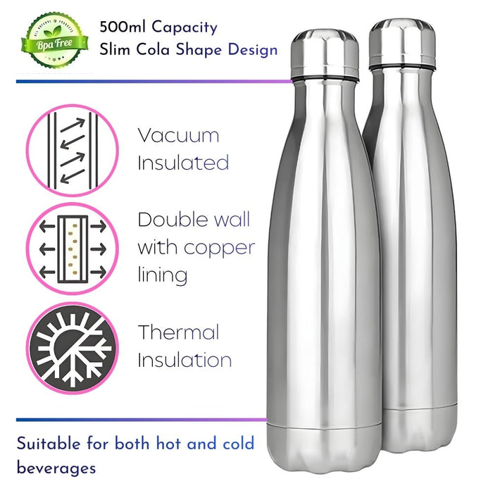 Insulated Stainless Steel 500ml Water Bottle - Sky Patterns