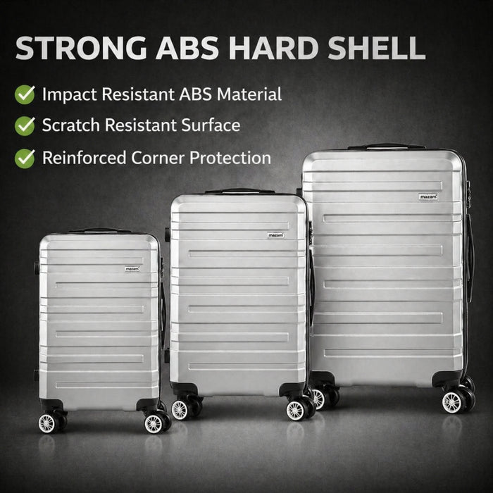 3pcs Hard Case TSA Lock Luggage Set - Silver