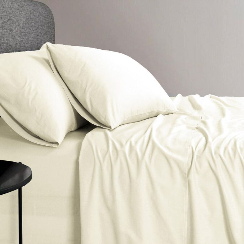 Linen 1200TC Organic Cotton Sheet Sets - Single Size Cream