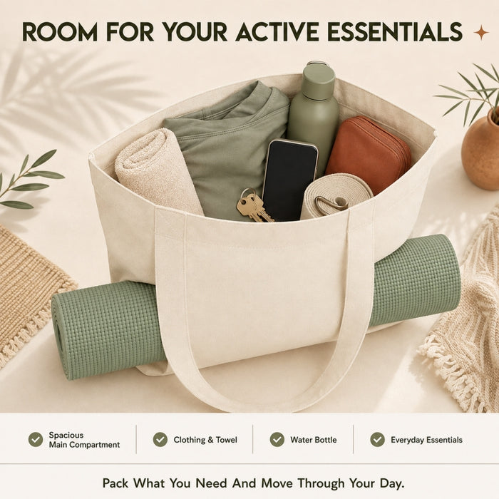 Natural Canvas Yoga Mat Tote Bag