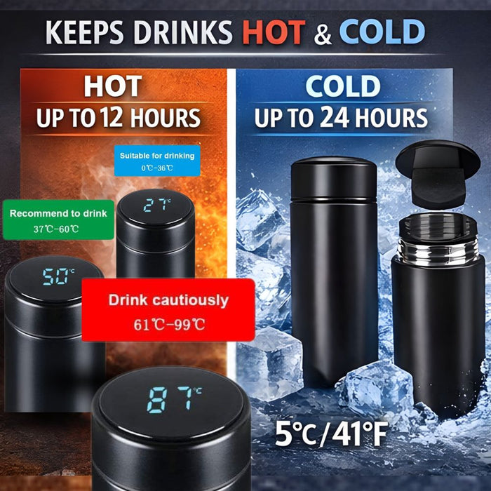500ML Stainless Steel Insulated Hot and Cold Smart Water Bottle with Temperature LCD Display