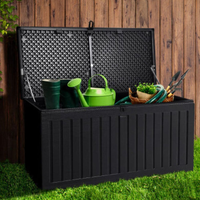 Outdoor 270L Lockable Weatherproof Garden Tools Storage Box Bench Black