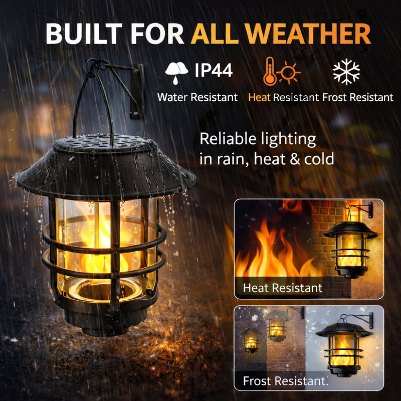 Hanging Outdoor Solar Flickering Flames LED Lantern