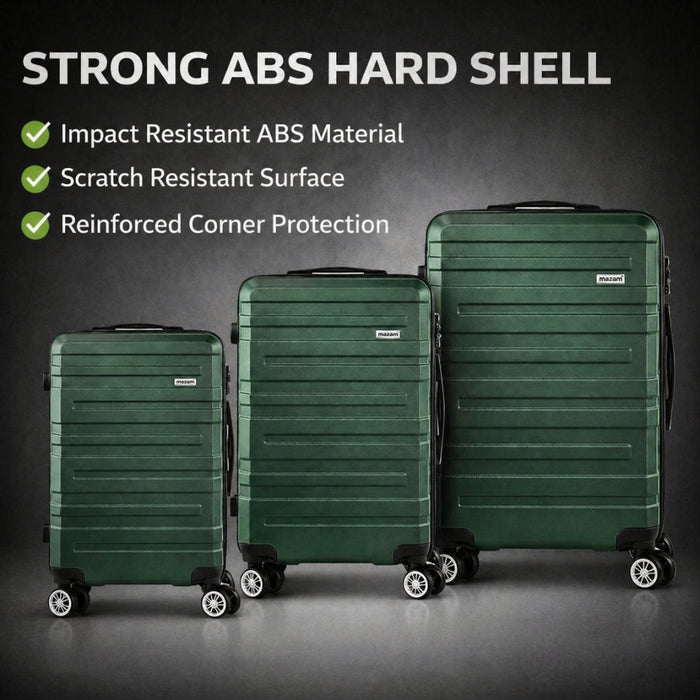 3pcs Hard Case TSA Lock Luggage Set - Green
