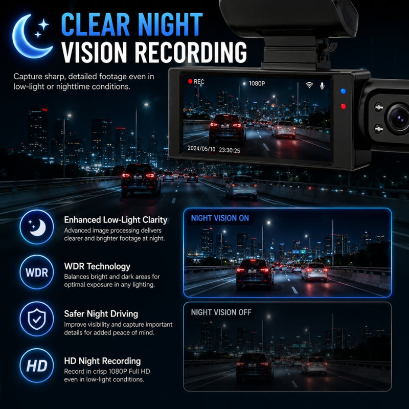 1080P WIFI Dual Camera Night Vision Dash Cam