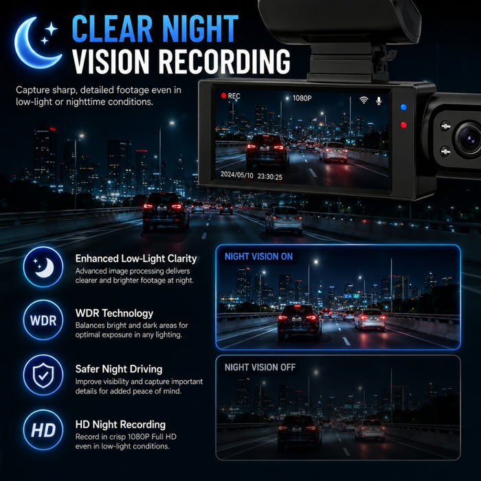 1080P WIFI Dual Camera Night Vision Dash Cam