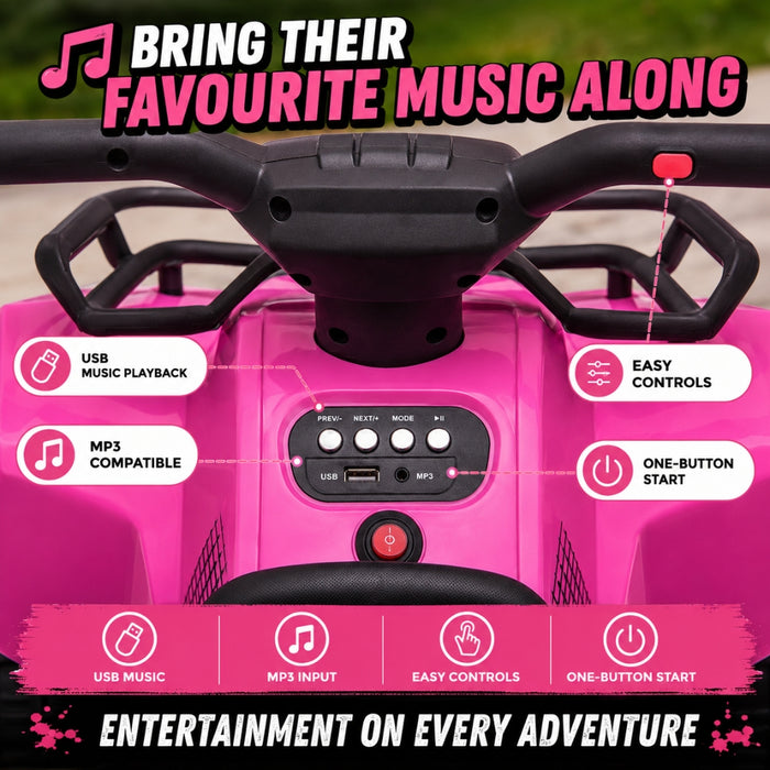 Kids Electric Rechargeable Ride On ATV - Pink