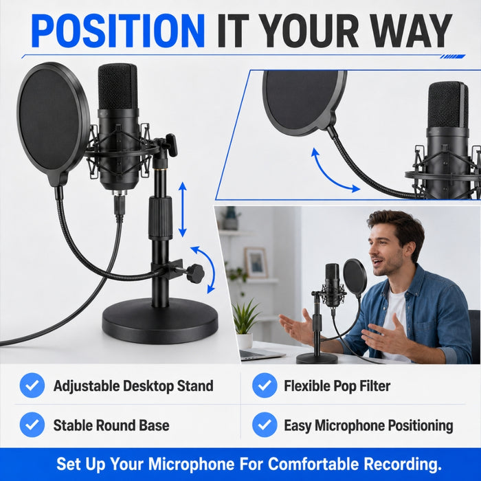 USB Condenser Microphone Set with Stand