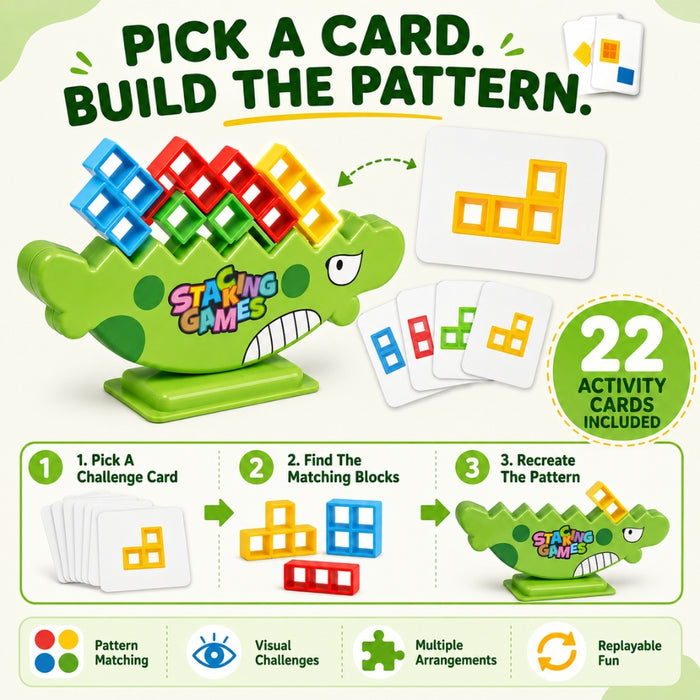 Dino Balance Building Block Stacking Tower Game