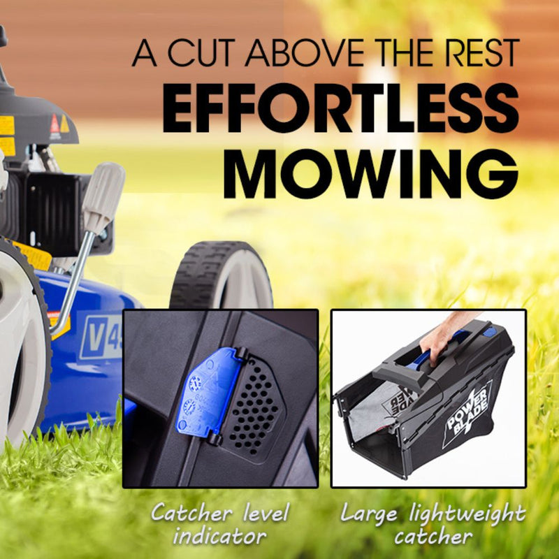 POWERBLADE Lawn Mower 139CC 17 - Petrol Powered Push Lawnmower 4 Stroke Engine