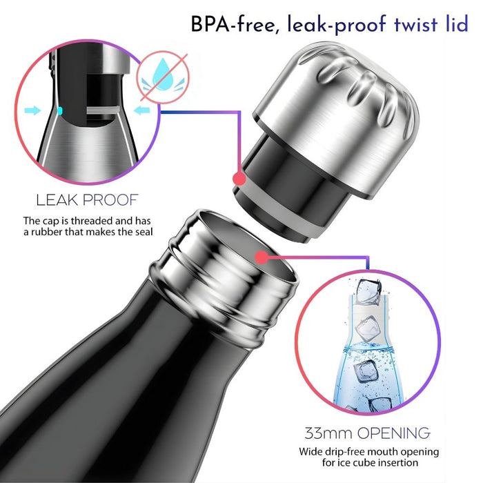 Insulated Stainless Steel 500ml Water Bottle - Sky Patterns