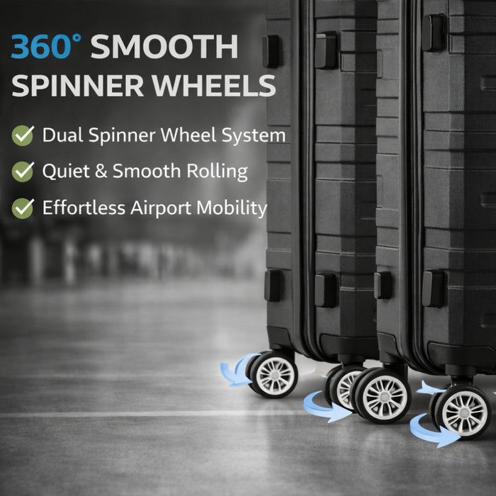 3pcs Hard Case TSA Lock Luggage Set - Black