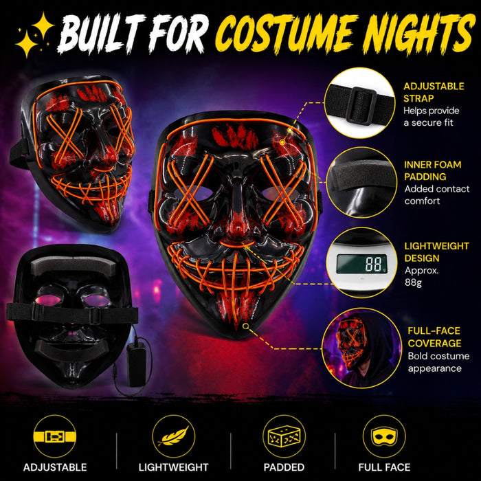Neon LED Purge Dark Cosplay Horror Mask