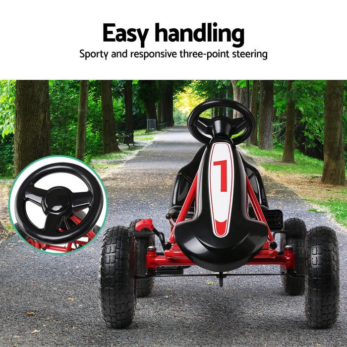 Kids Pedal Power Go Kart Ride On Racing Car Red