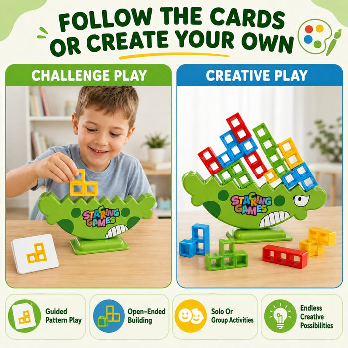 Dino Balance Building Block Stacking Tower Game