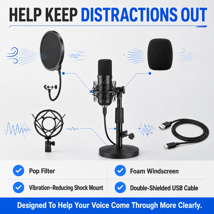 USB Condenser Microphone Set with Stand