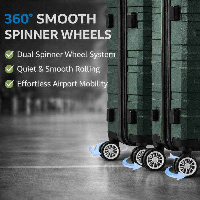 3pcs Hard Case TSA Lock Luggage Set - Green