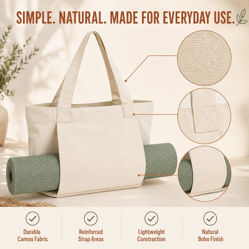 Natural Canvas Yoga Mat Tote Bag