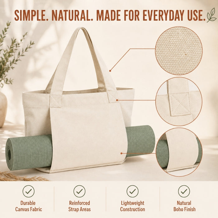 Natural Canvas Yoga Mat Tote Bag