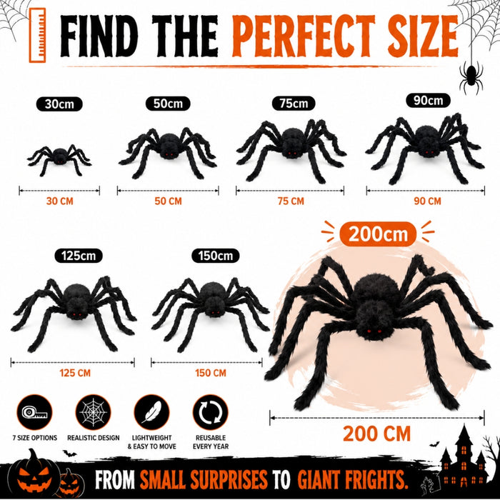 Plush Halloween Spider Decoration in Various Sizes