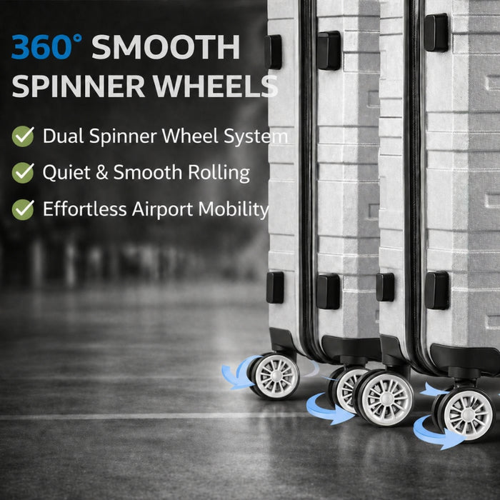 3pcs Hard Case TSA Lock Luggage Set - Silver